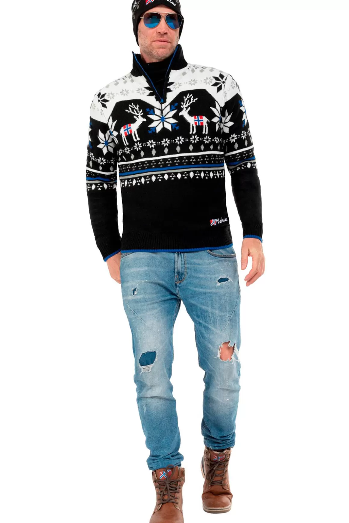 Nebulus Pullover<Norweger Strickpulli Mit Kunstfell Fria Herren