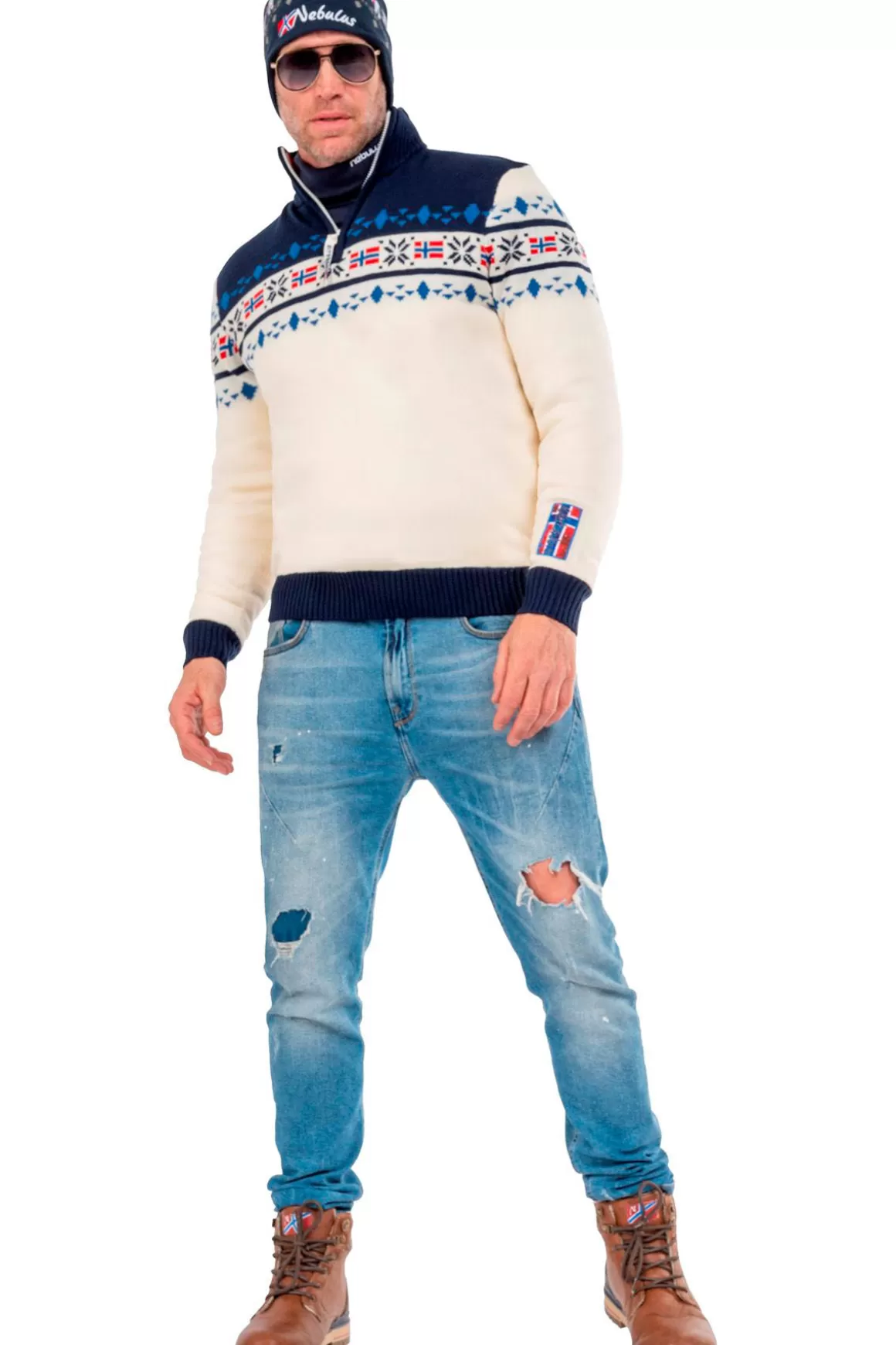 Nebulus Pullover<Norweger Strickpulli Mit Kunstfell Steen Herren